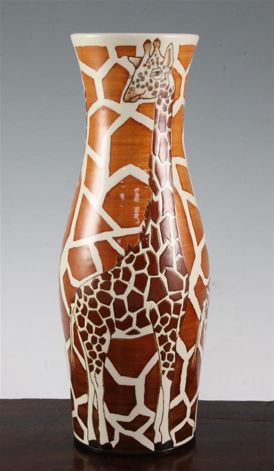 Sally Tuffin for Dennis Chinaworks. A giraffe design baluster vase, 33.5cm